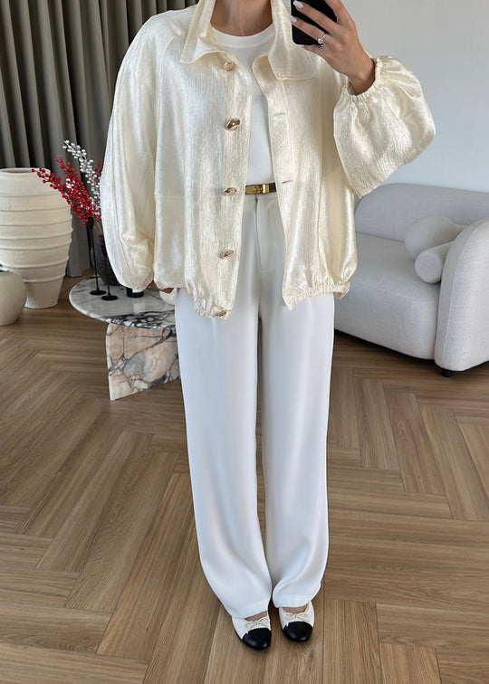 Jacquard Bomber Jacket - ivory cream