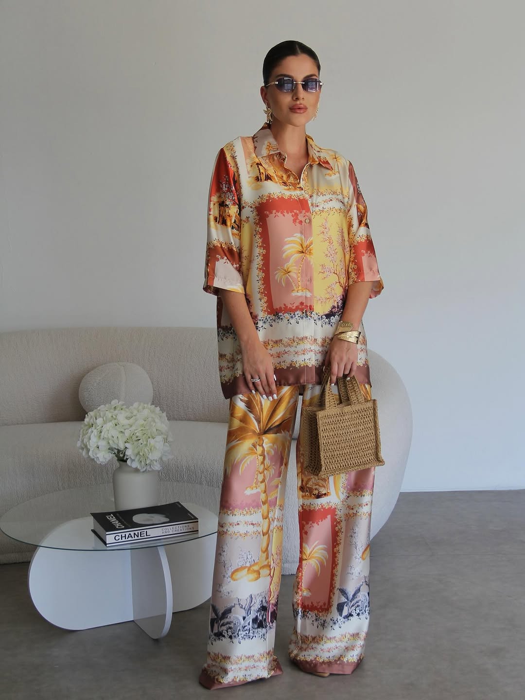 Printed satin co-ord set