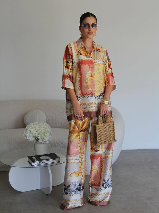 Printed satin co-ord set
