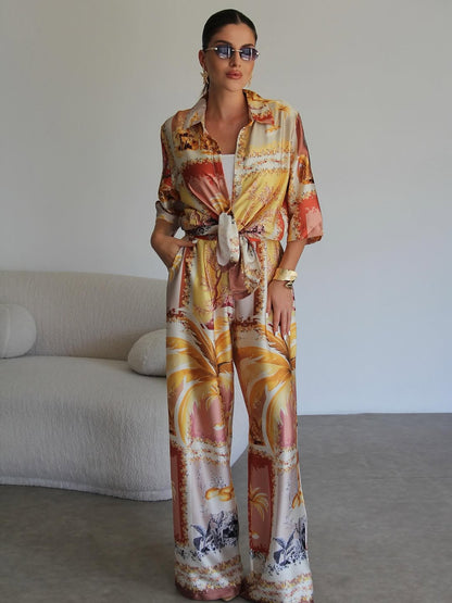 Printed satin co-ord set