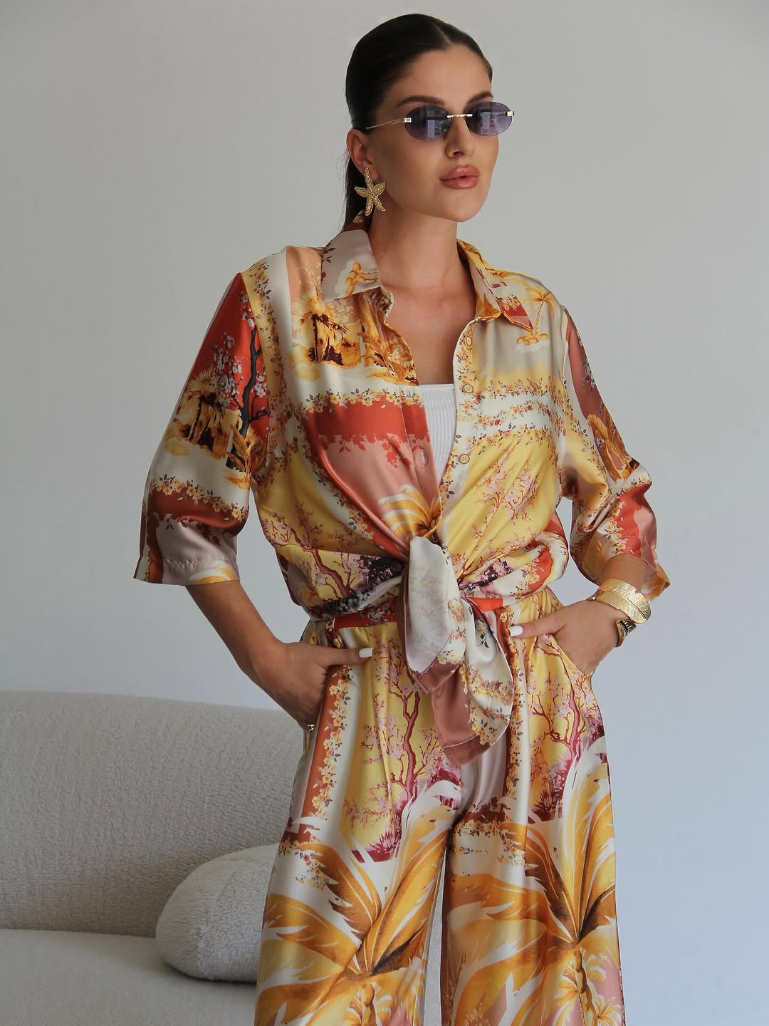Printed satin co-ord set