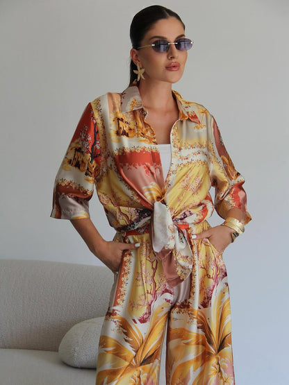 Printed satin co-ord set