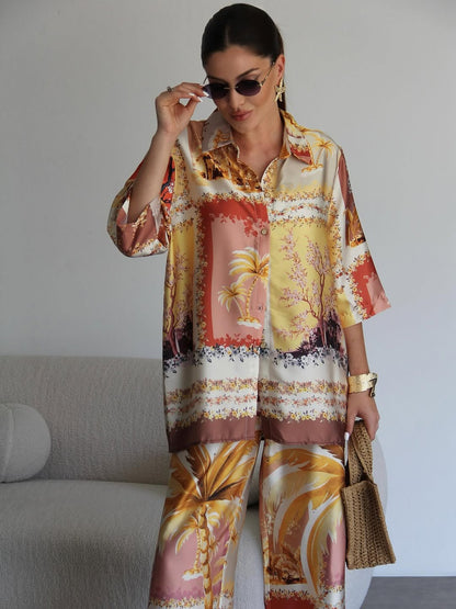 Printed satin co-ord set