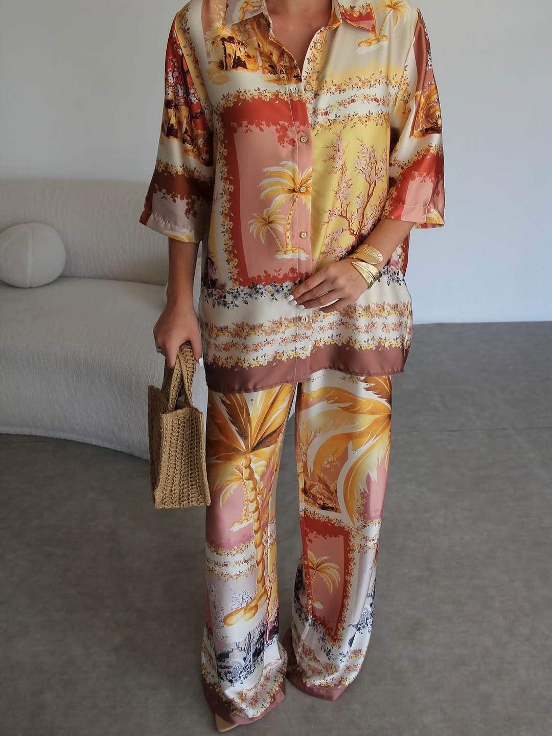 Printed satin co-ord set