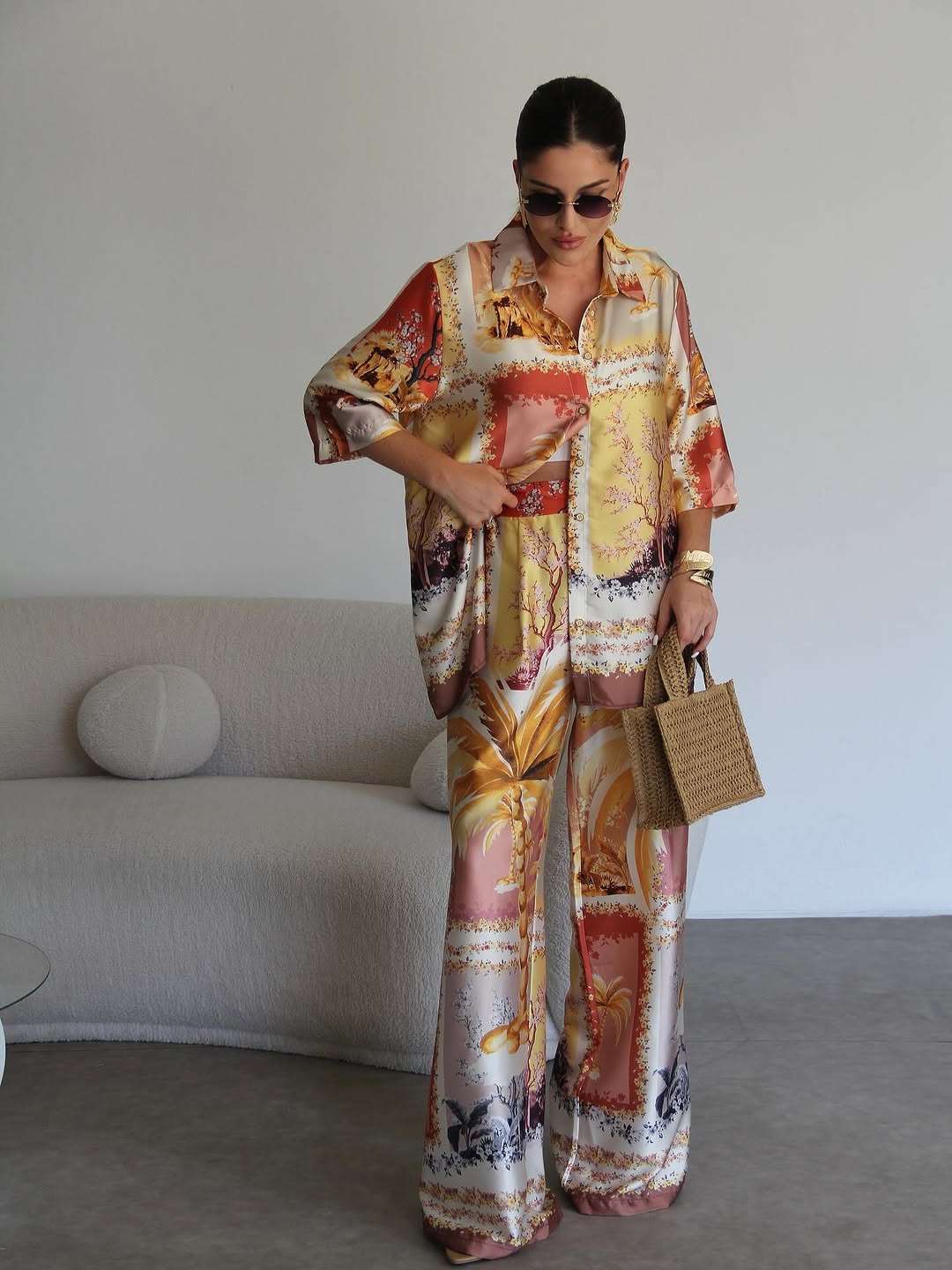 Printed satin co-ord set