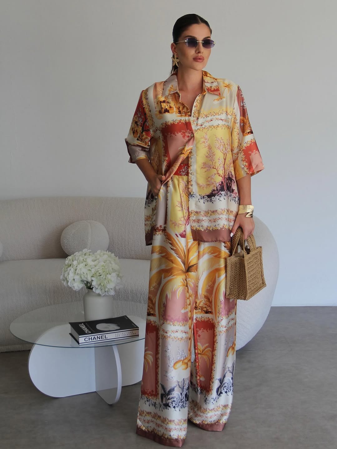 Printed satin co-ord set
