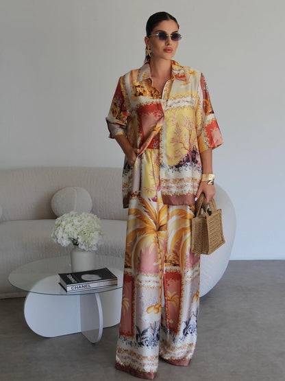 Printed satin co-ord set