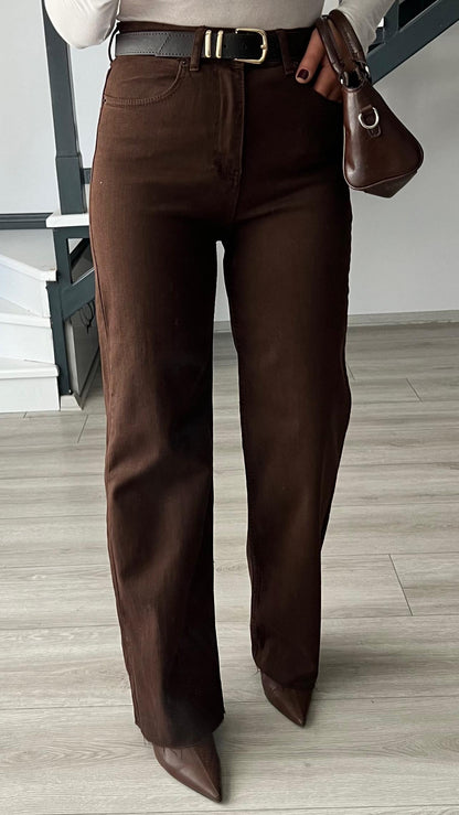 Zara brown wide leg jeans