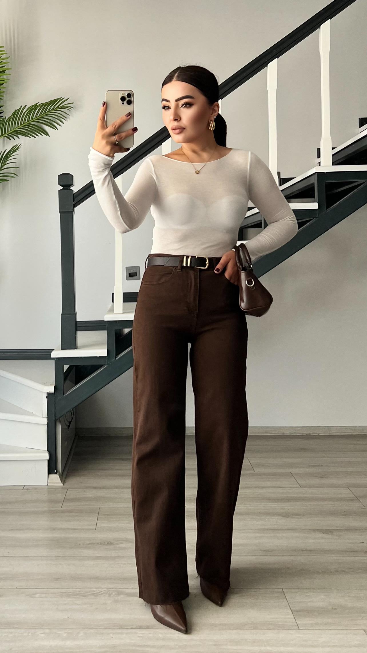 Zara brown wide leg jeans