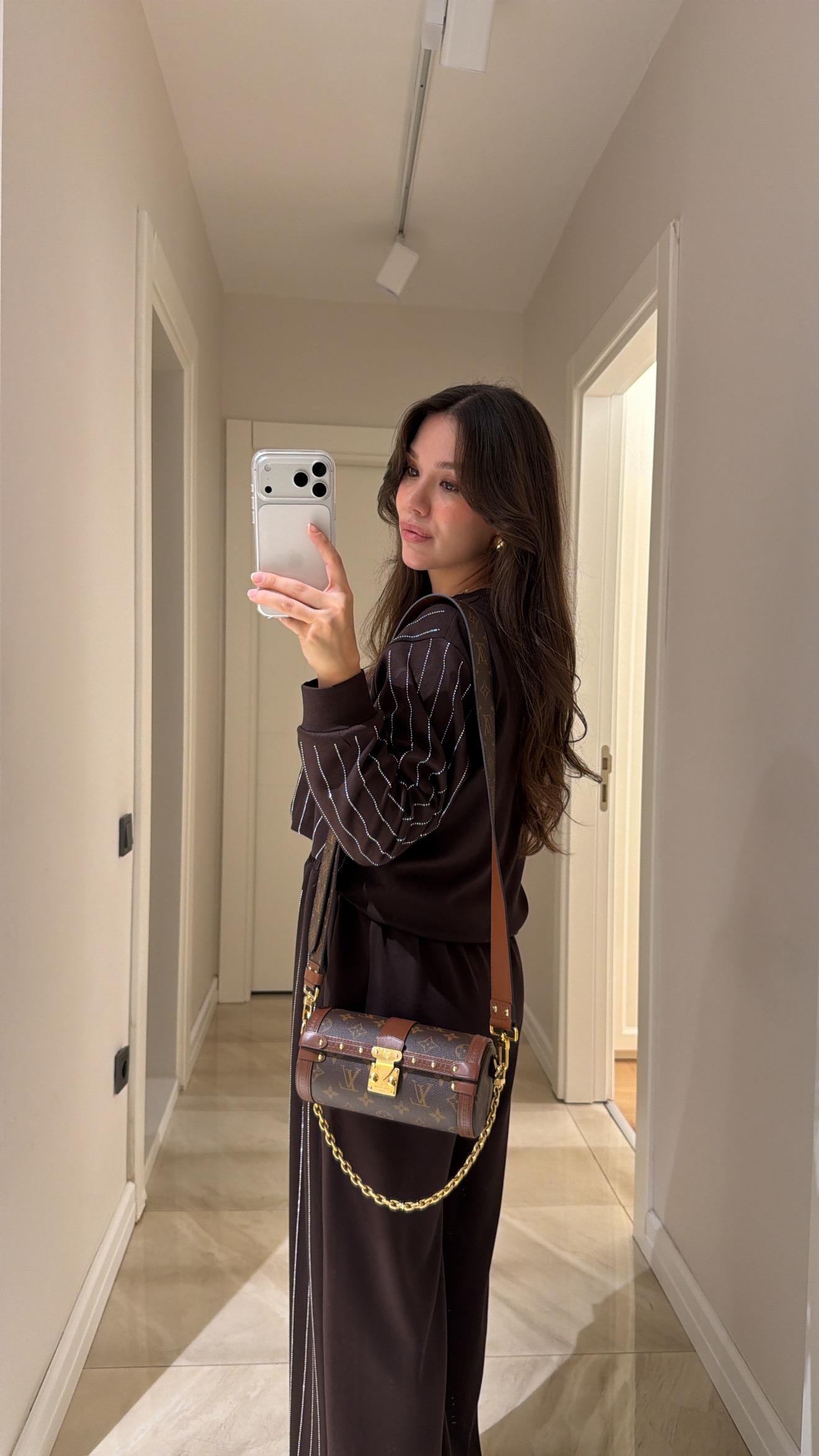 Coffee Stone oysho fabric Embellished Sweatshirt and Pants Set