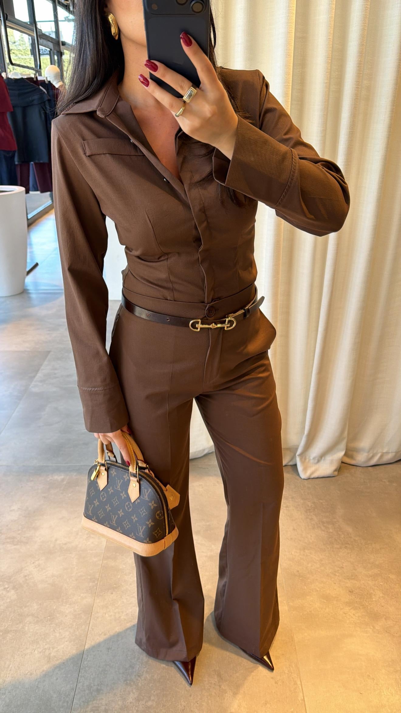 shirt with pleats bootcut trouser co-ord set