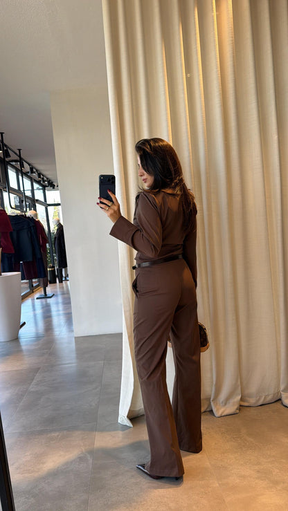 shirt with pleats bootcut trouser co-ord set