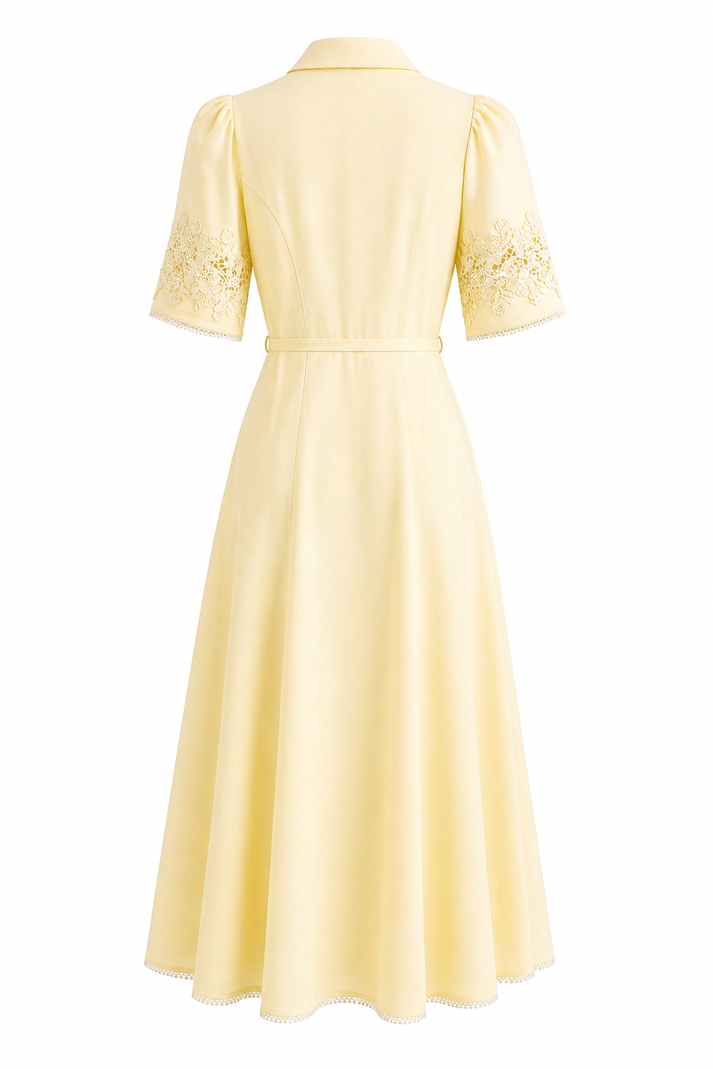 Yellow Dress with Lace Detail on Sleeves