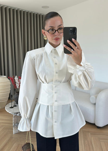 Corset-style Padded Shirt WHITE