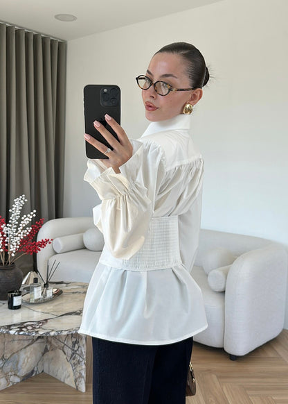 Corset-style Padded Shirt WHITE