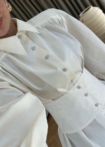 Corset-style Padded Shirt WHITE