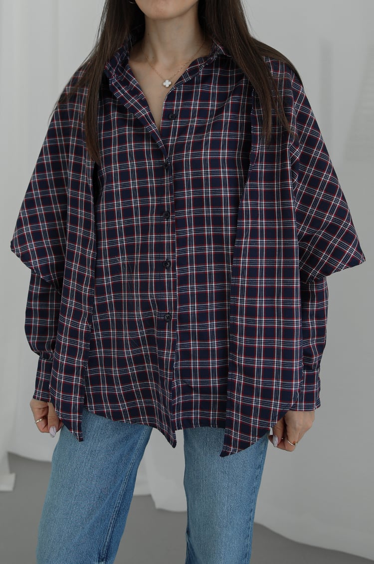 Navy with red Plaid Cape Shirt