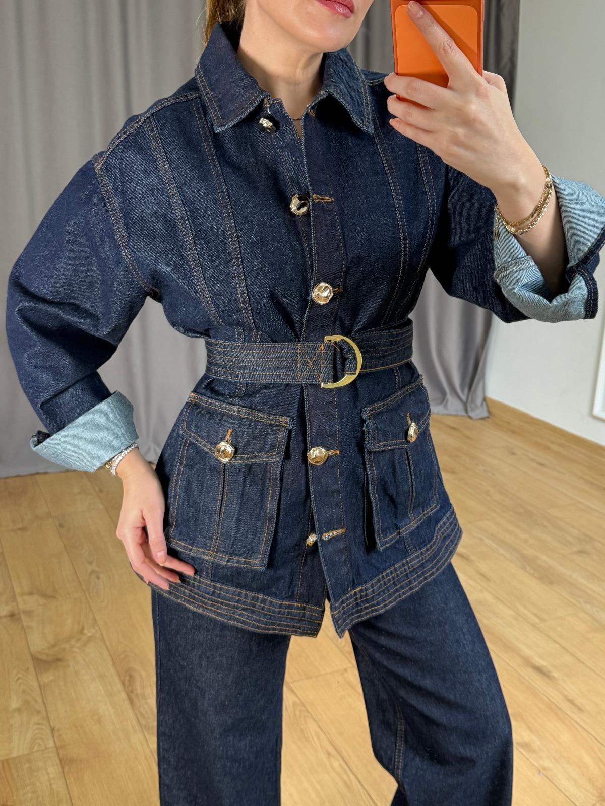 Gold Buttoned Belted Suit