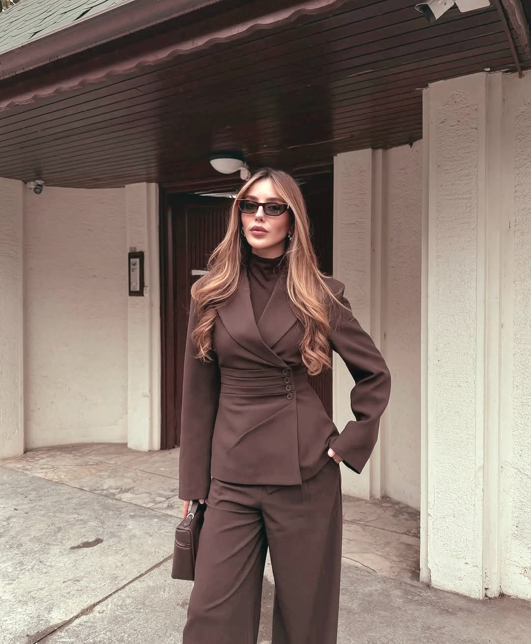 Brown 4 side buttons suit