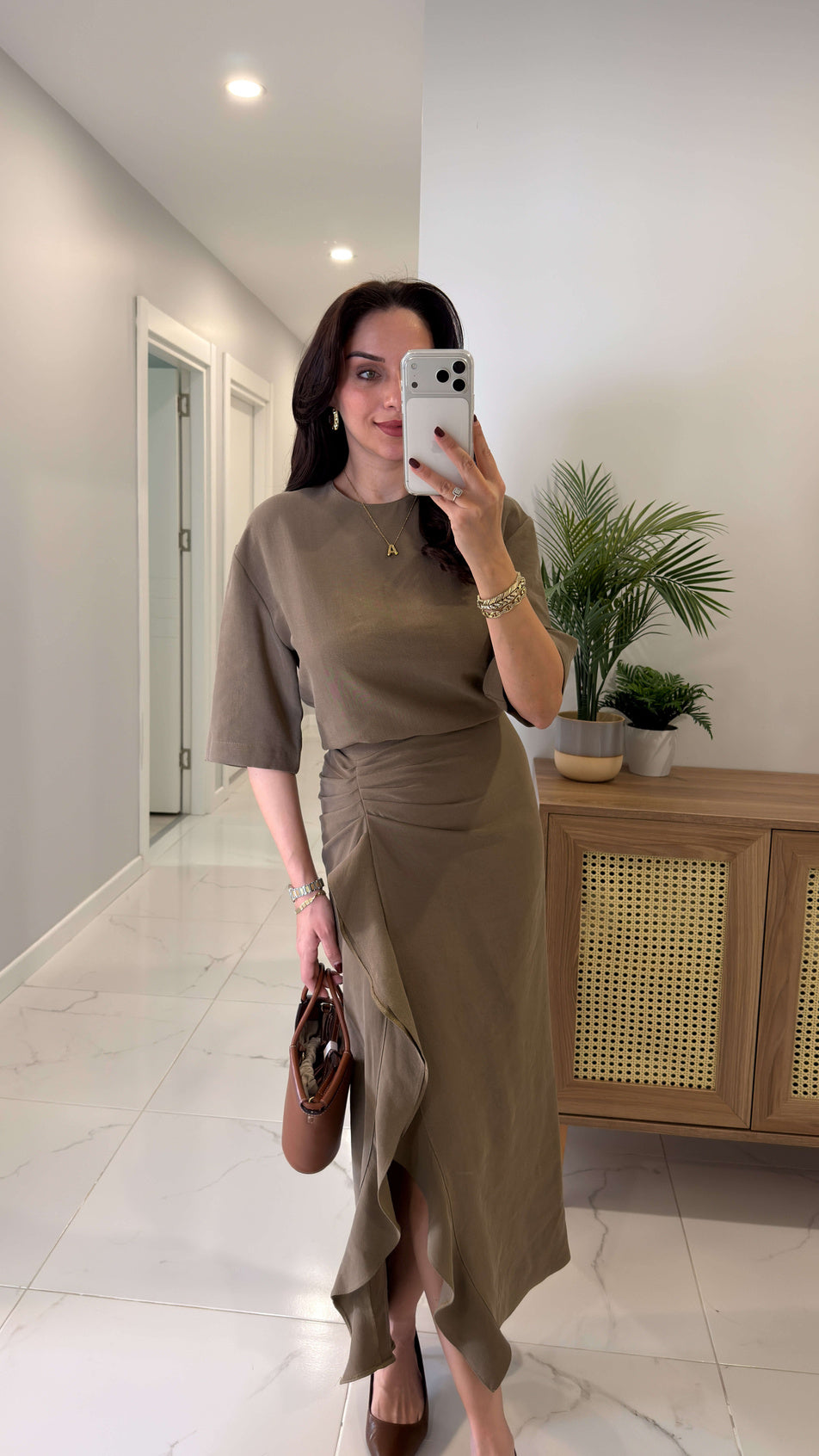 Zr model morley dress with side ruffle details