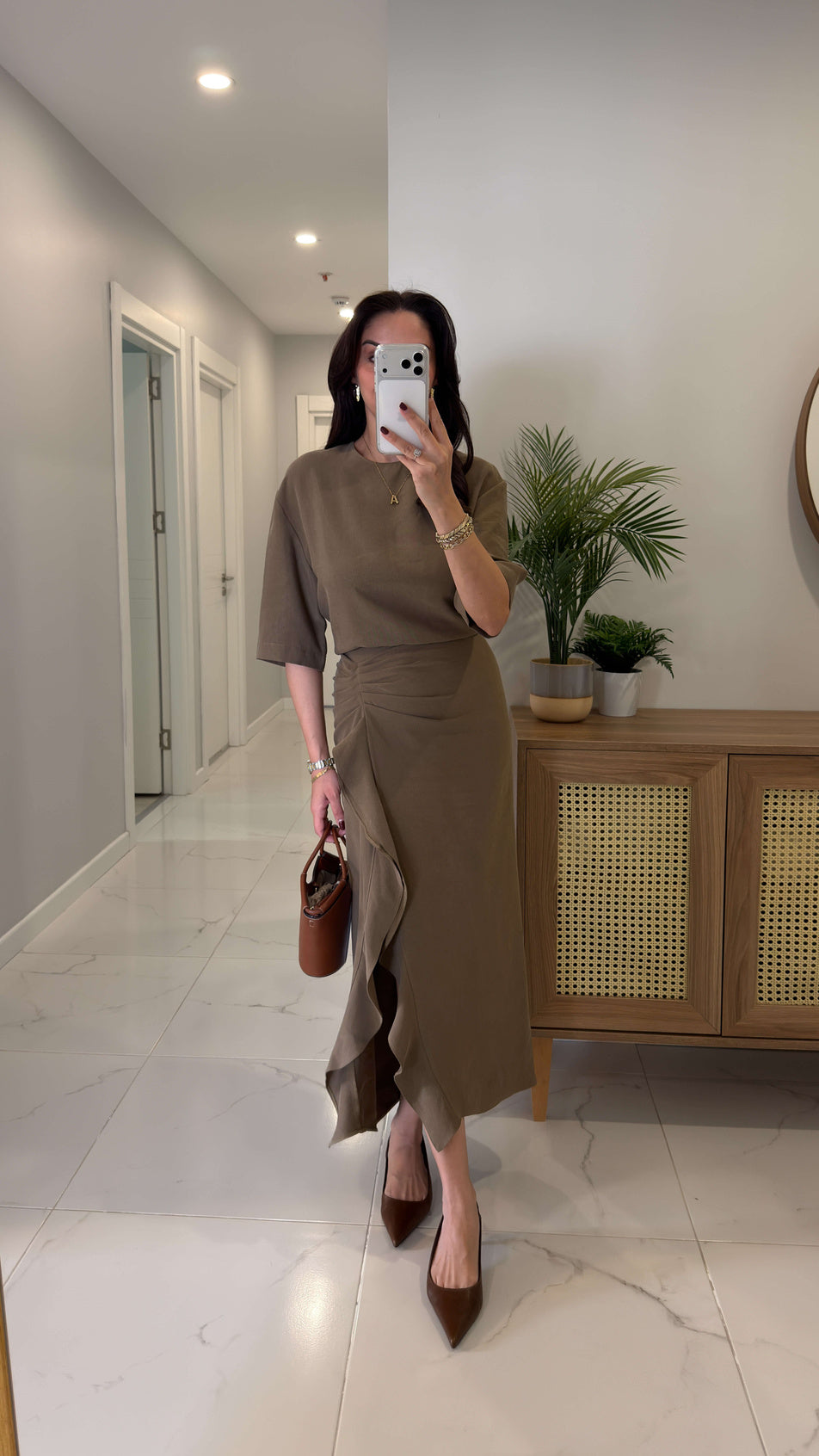 Zr model morley dress with side ruffle details