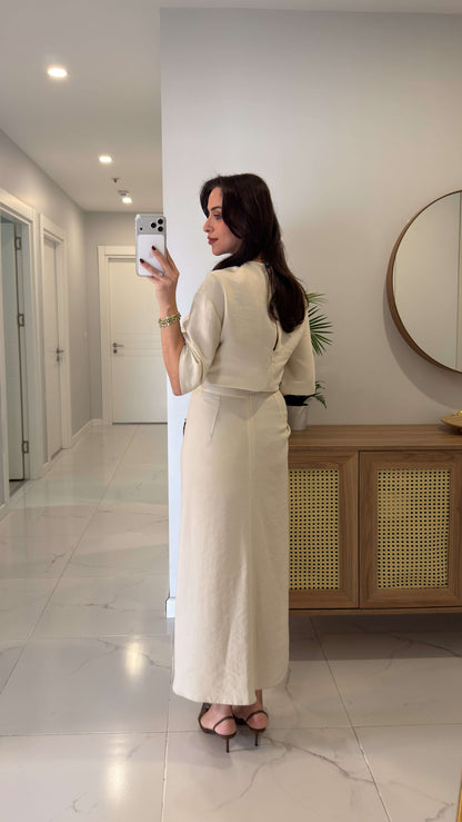 Zr model morley dress with side ruffle details