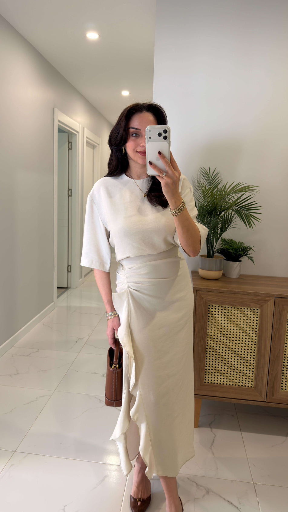 Zr model morley dress with side ruffle details