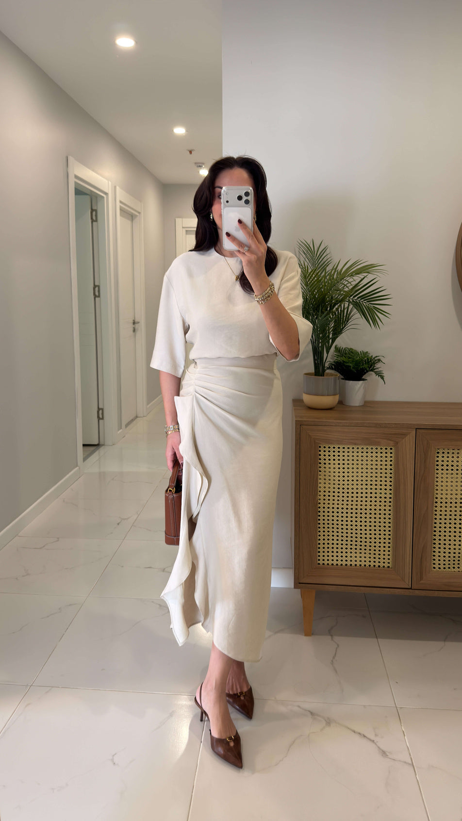 Zr model morley dress with side ruffle details