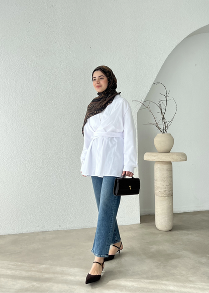 Wrap shirt with belt