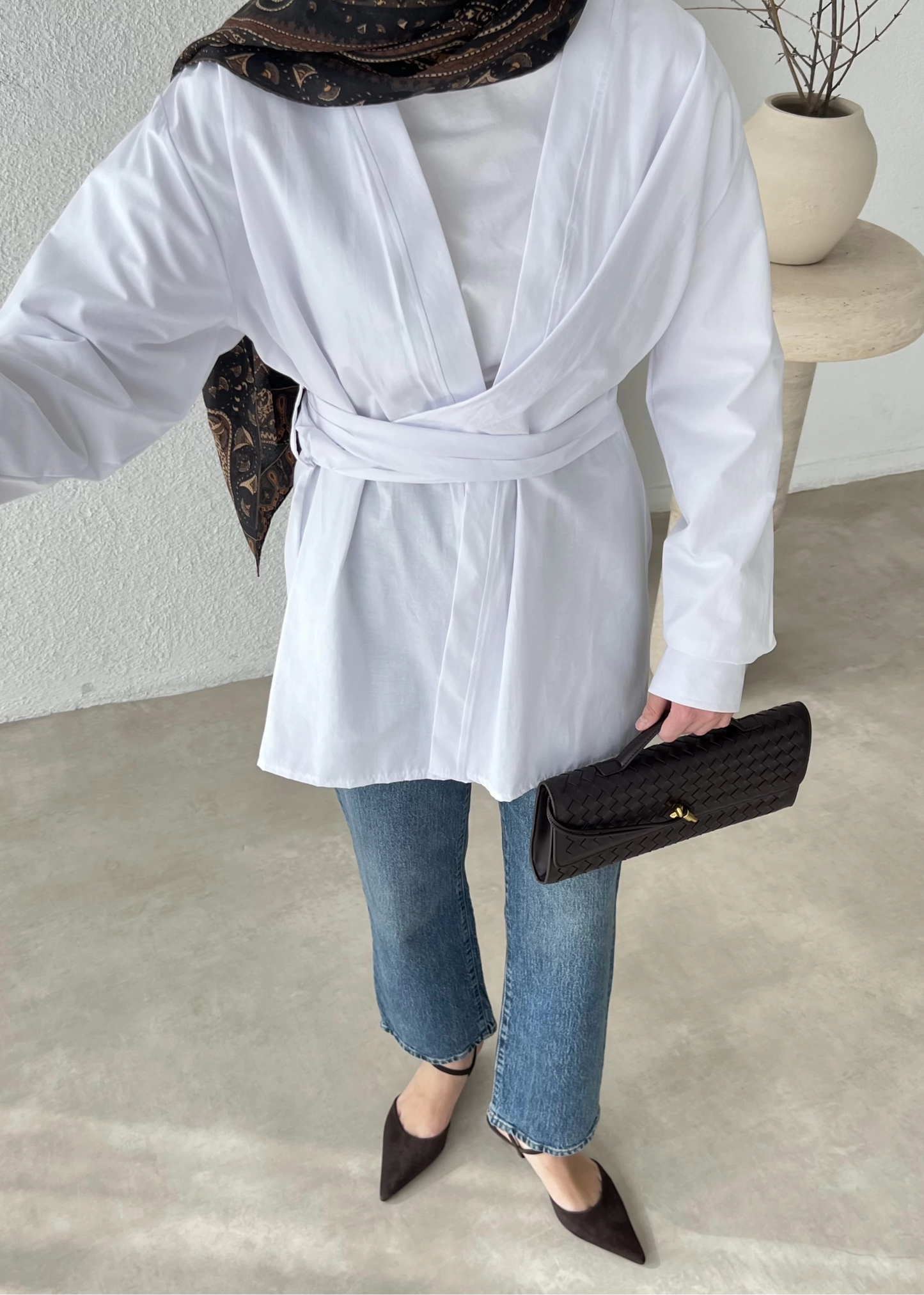 Wrap shirt with belt
