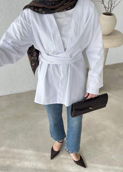 Wrap shirt with belt