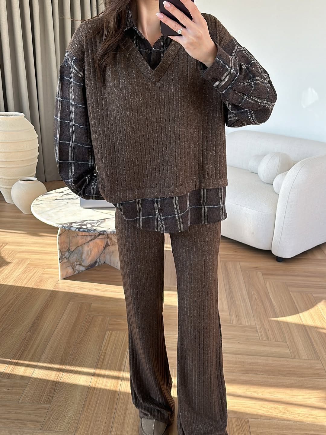 Shirt Detailed Knitted Trouser Set