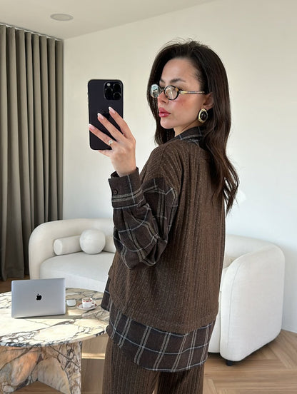 Shirt Detailed Knitted Trouser Set
