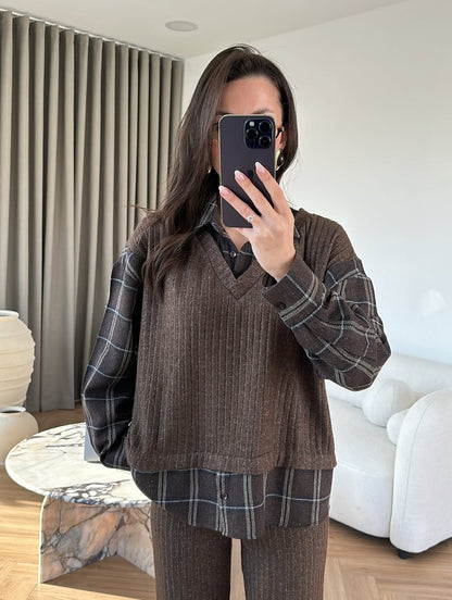 Shirt Detailed Knitted Trouser Set