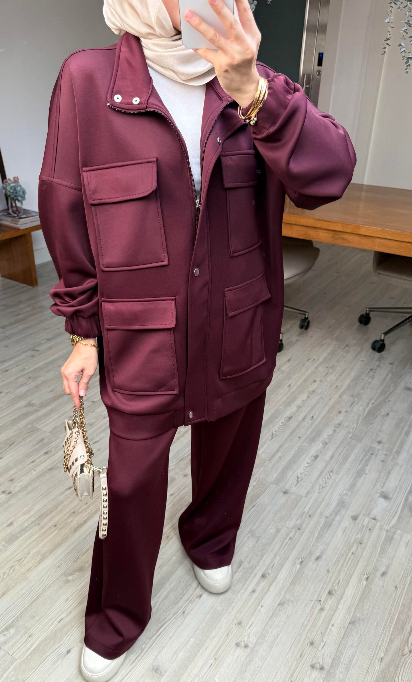 Mia Design Scuba oversized Set burgundy