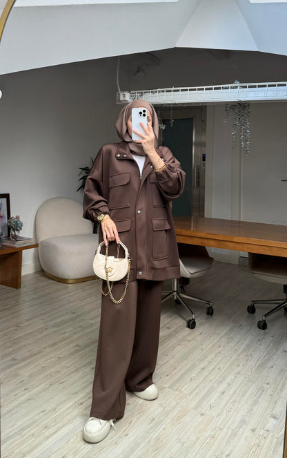 Mia Design Scuba oversized Set brown