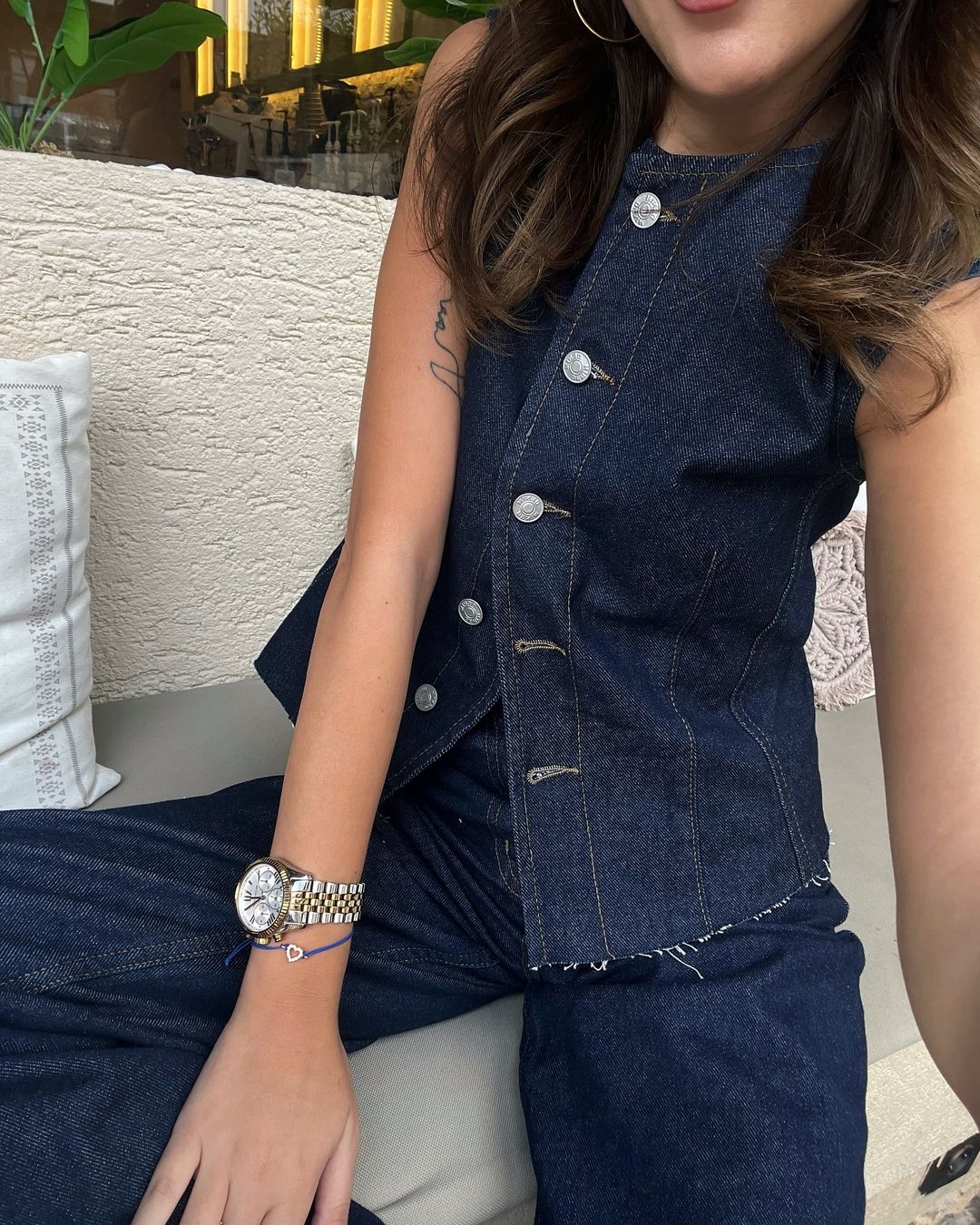 vest with straight leg trouser jeans set