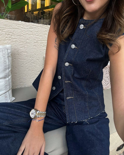 vest with straight leg trouser jeans set