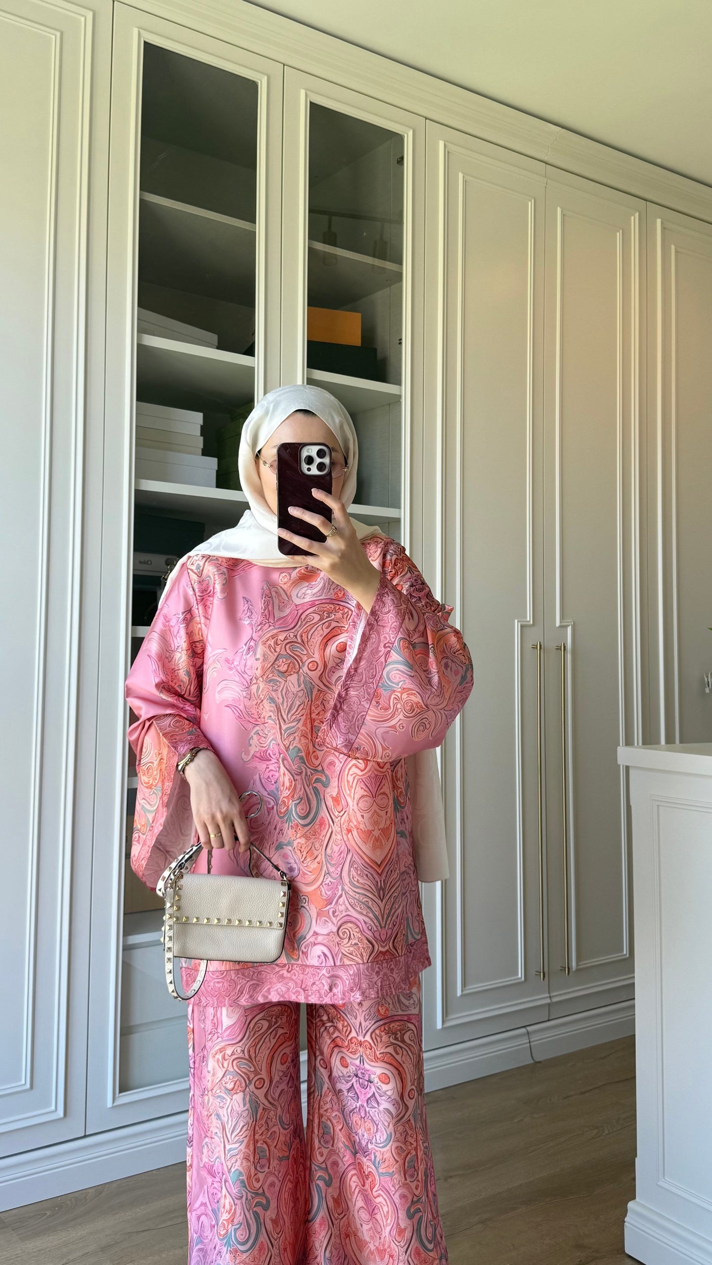 Blush Paisley Satin Co-Ord Set