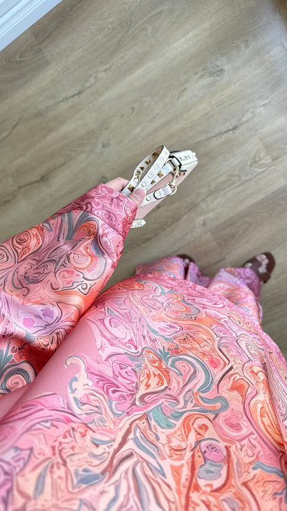 Blush Paisley Satin Co-Ord Set