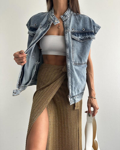 Oversize jeans vest