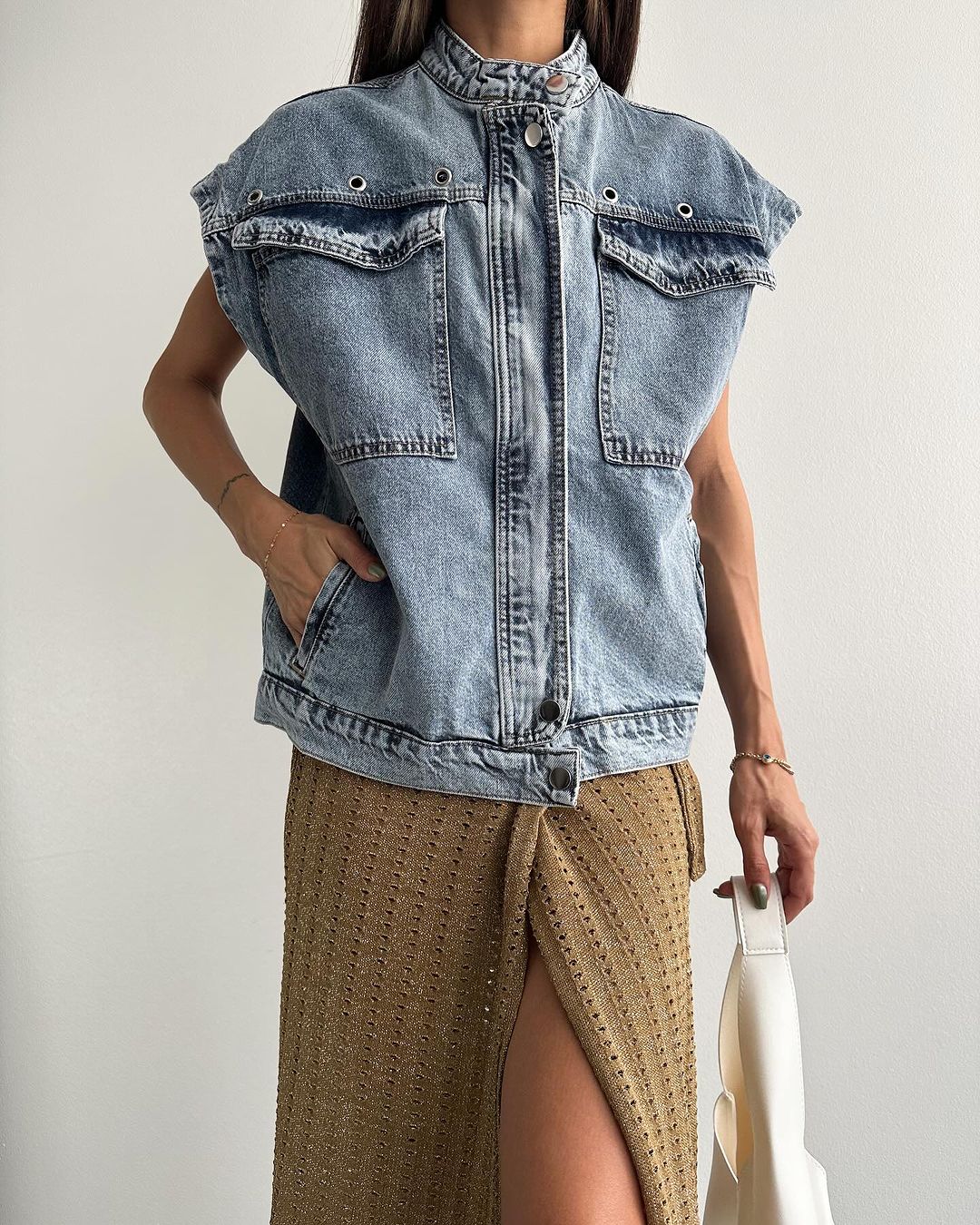Oversize jeans vest
