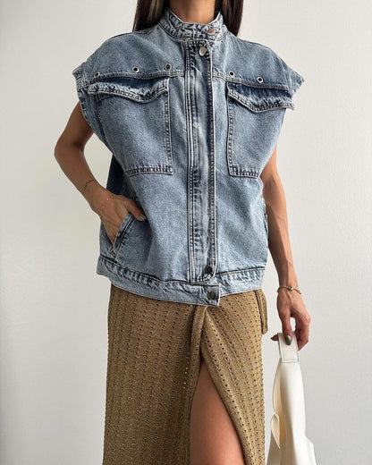 Oversize jeans vest