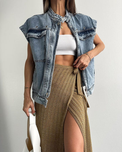 Oversize jeans vest