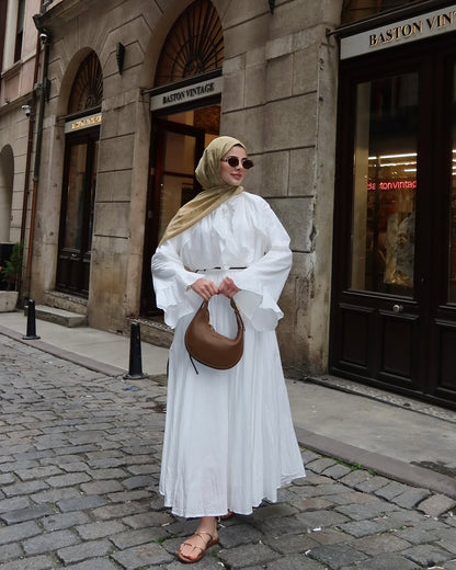Ruffle sleeves shirt with boheme maxi skirt co-ord set