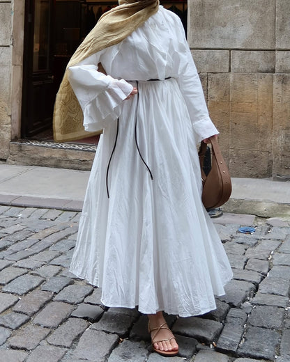 Ruffle sleeves shirt with boheme maxi skirt co-ord set