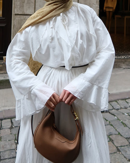 Ruffle sleeves shirt with boheme maxi skirt co-ord set