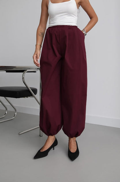 Waist drawstring jacket co-ord set - deep plum