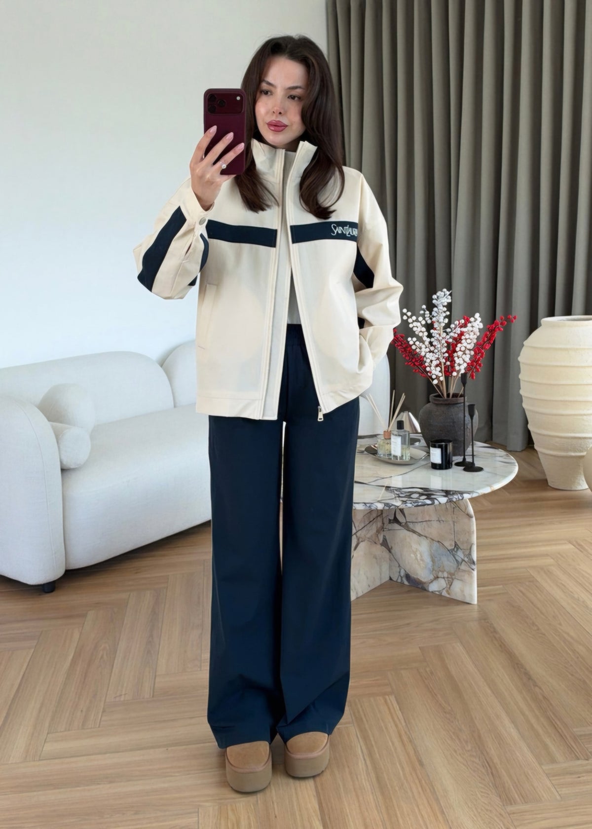 YSL parachute fabric tracksuit - beige
