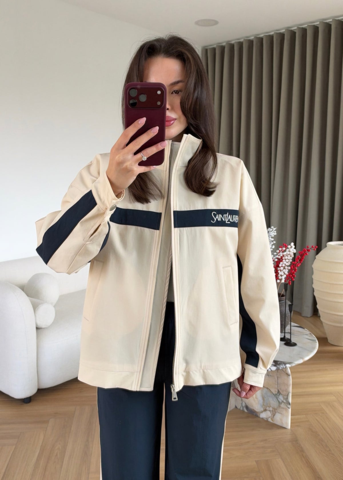 YSL parachute fabric tracksuit - beige